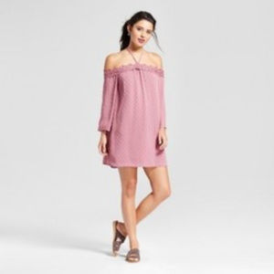 Xhilaration Women's Swiss Dot Y-Neck Shift Dress